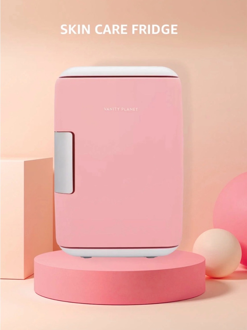 Vanity Planet Pink Skin Care Fridge - Compact Beauty Cooler